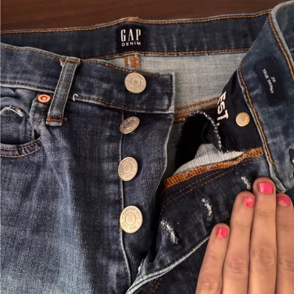 GAP Women's High-Rise Dark Blue Button-Fly Jeans - Picture 1 of 9